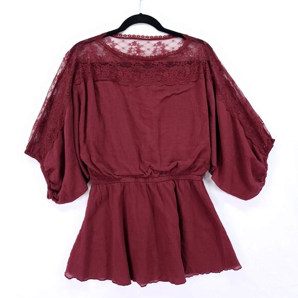 Free People Rare Vintage Leaf Tag Womens Tunic Top Size Small Lace Trim Y2K - Picture 1 of 15